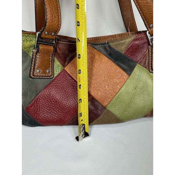 Fossil Medium Leather and Suede Patchwork Shoulder Bag Y2K Needs TLC Strap Indie - Picture 7 of 8